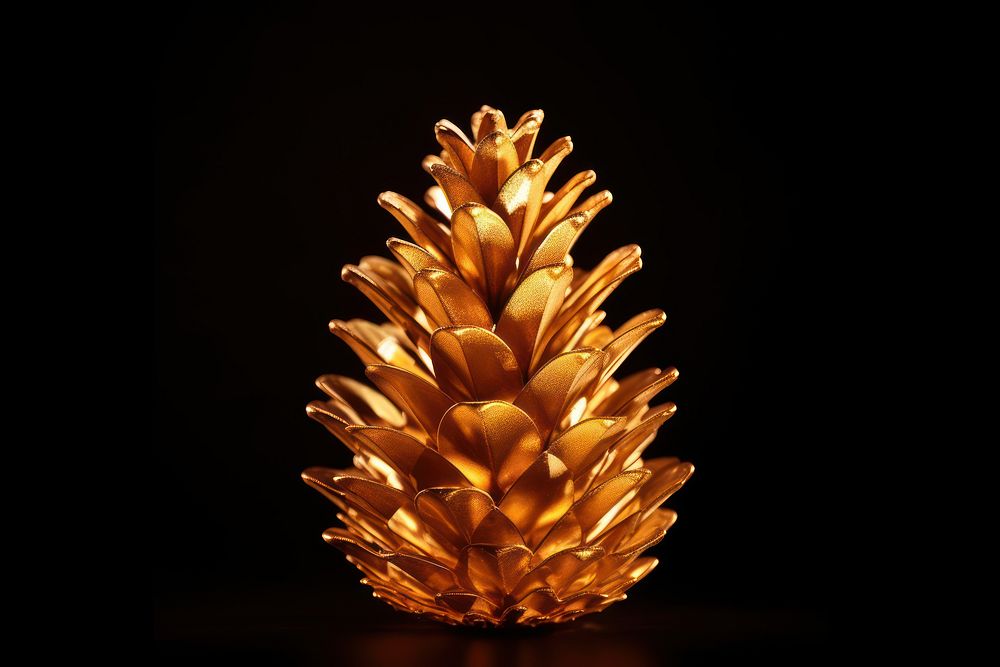 A pine cone pineapple plant gold. AI generated Image by rawpixel.