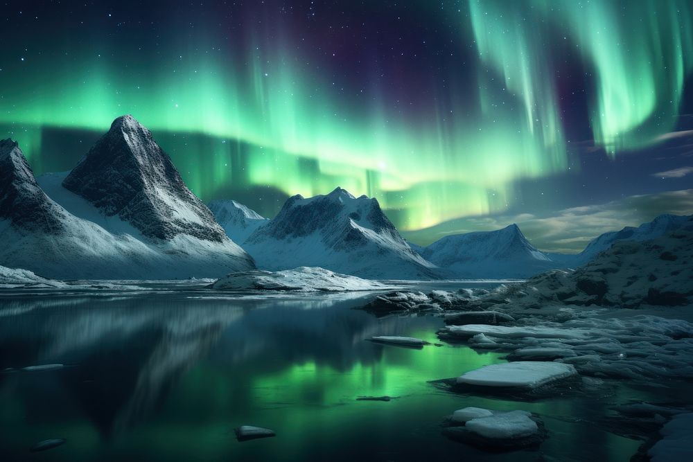 Northern light landscape outdoors nature. AI generated Image by rawpixel.