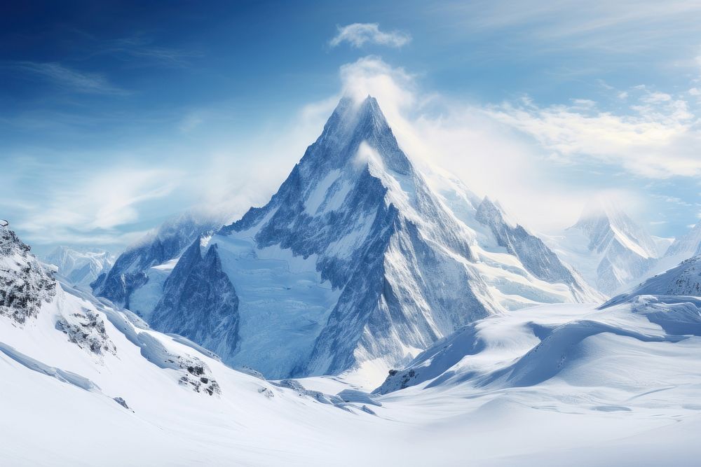 Snowy mountain landscape panoramic outdoors. AI generated Image by rawpixel.