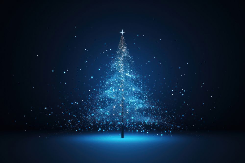 Christmas tree abstract night blue. AI generated Image by rawpixel.