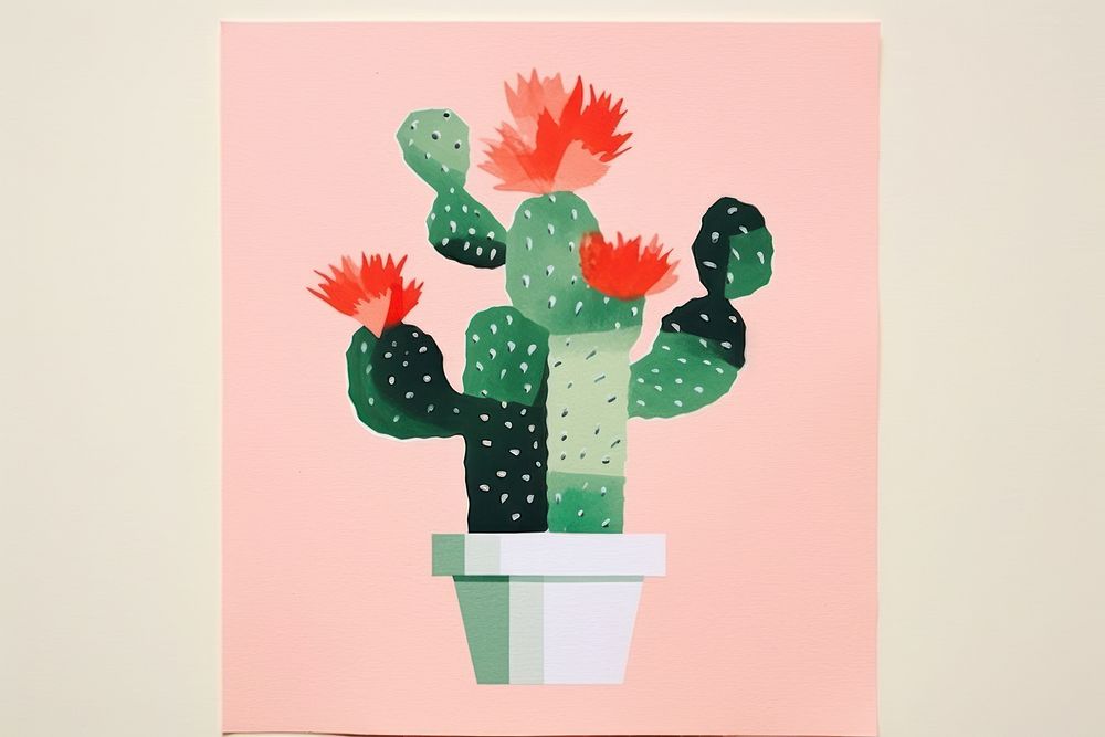Chin Cactus cactus plant art. AI generated Image by rawpixel.