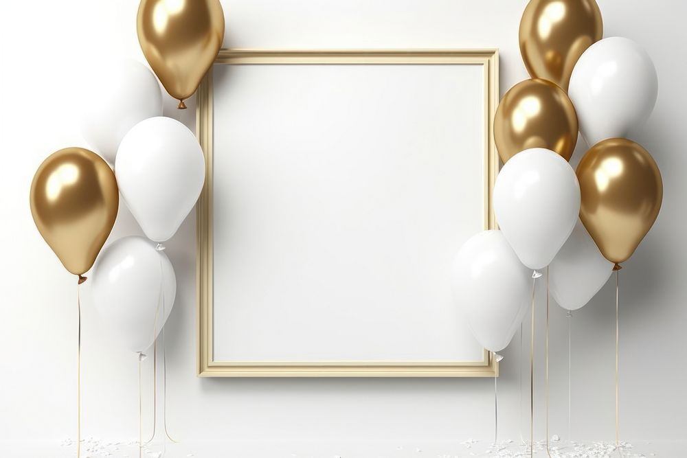 White balloon backgrounds gold celebration. AI generated Image by rawpixel.