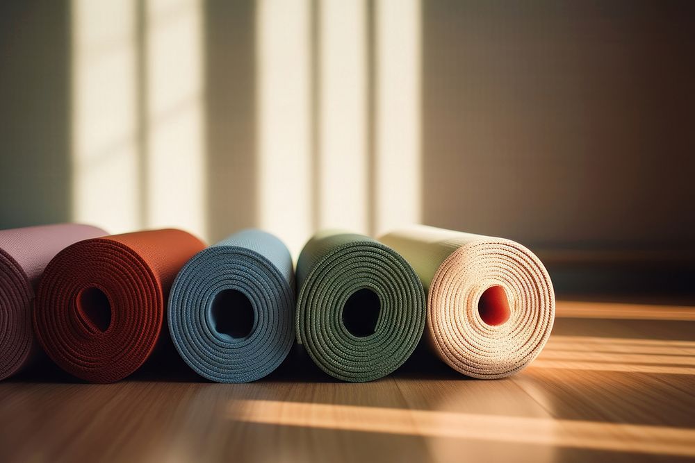 Rolled up yoga exercising zen-like flooring. AI generated Image by rawpixel.