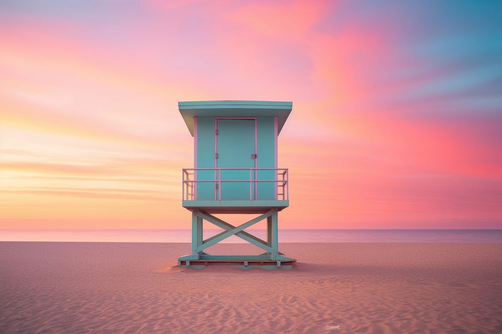 Venice beach architecture lighthouse building. AI generated Image by rawpixel.