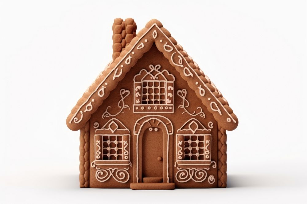 Gingerbread house cookie food white background. AI generated Image by rawpixel.