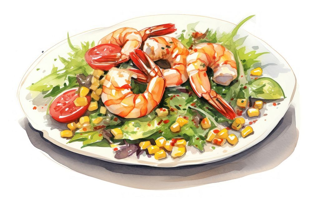 Thai corn salad prawn plate food. AI generated Image by rawpixel.
