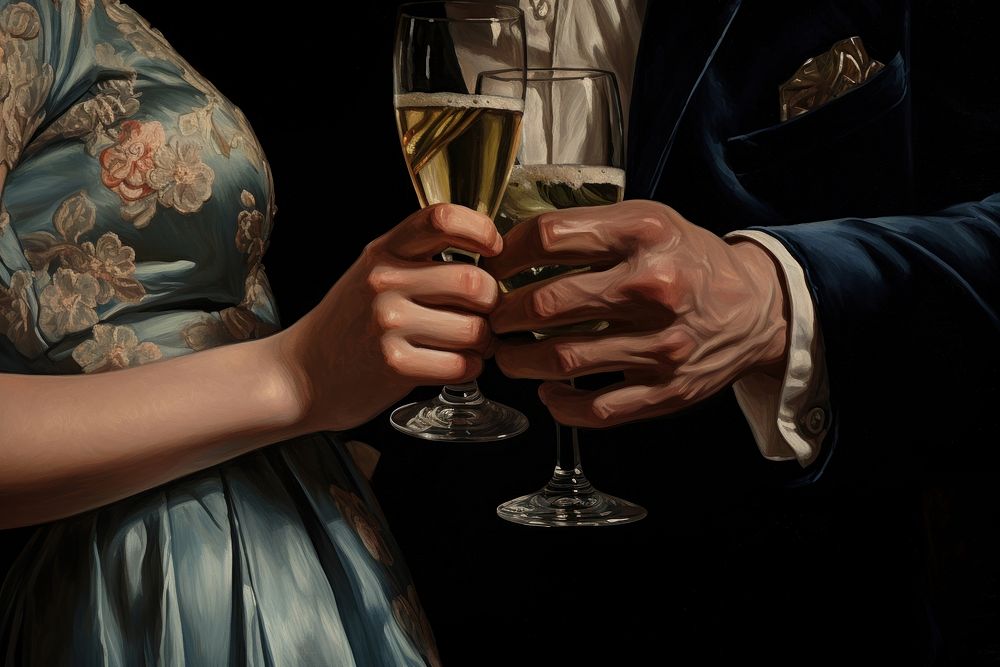 Hand holding champagne bottle celebration glass drink. AI generated Image by rawpixel.