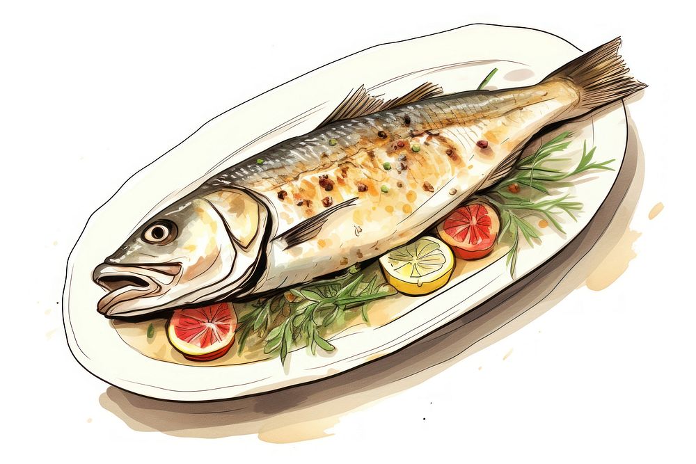 Yummy steamed fish dish seafood sardine plate. AI generated Image by rawpixel.
