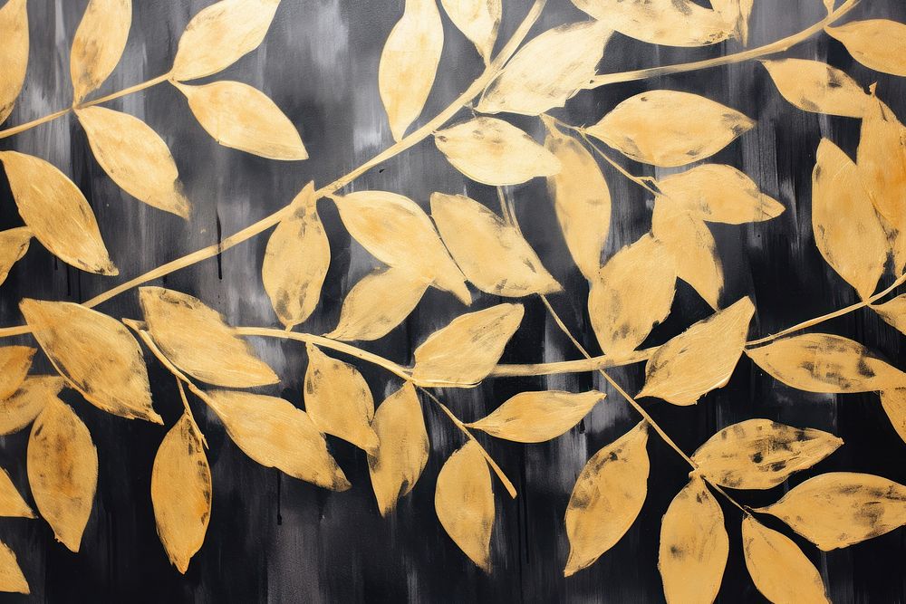 Gold leaves backgrounds pattern texture. AI generated Image by rawpixel.
