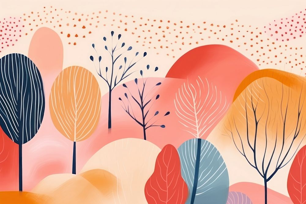 Trees backgrounds abstract drawing. AI generated Image by rawpixel.