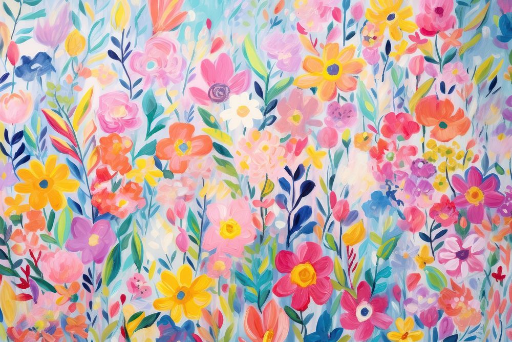 Colorful flowers pattern painting backgrounds plant. 