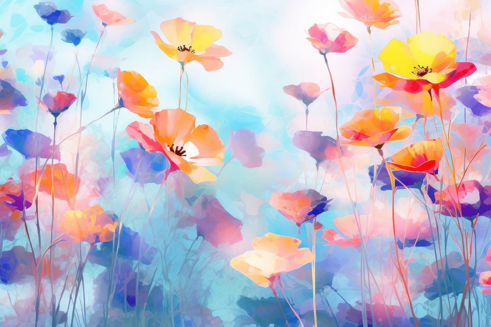 Summer floral background backgrounds painting outdoors. AI generated Image by rawpixel.
