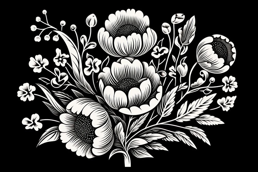 Flower bouquet pattern drawing sketch. AI generated Image by rawpixel.