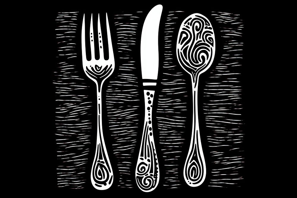 Spoon and fork knife silverware monochrome. AI generated Image by rawpixel.