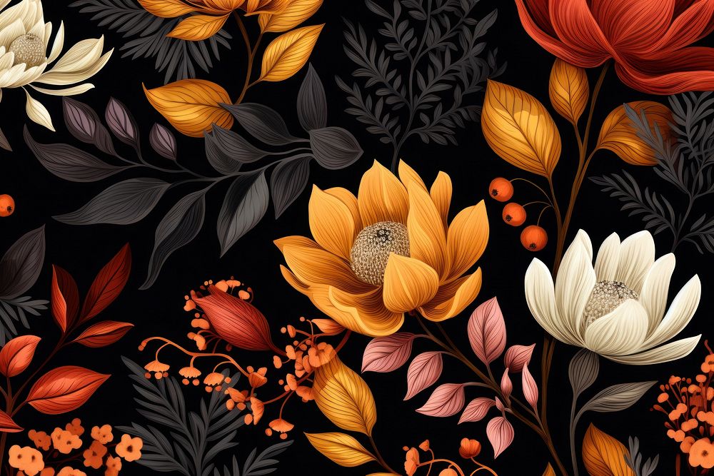 Autumn pattern backgrounds flower. AI generated Image by rawpixel.