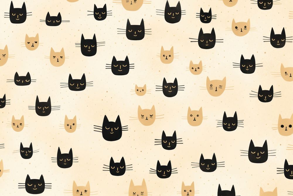 Black and gold minimal cats illustrations backgrounds wallpaper pattern. AI generated Image by rawpixel.