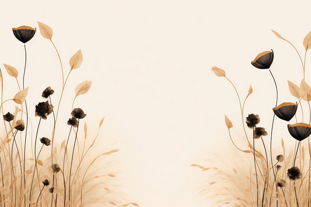 Black and gold minimal dried flowers illustrations backgrounds outdoors nature. AI generated Image by rawpixel.