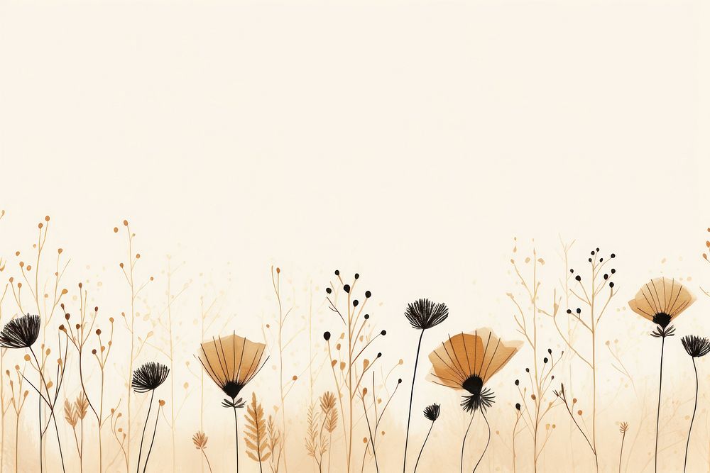 Black and gold minimal dried flowers illustrations pattern backgrounds outdoors. AI generated Image by rawpixel.