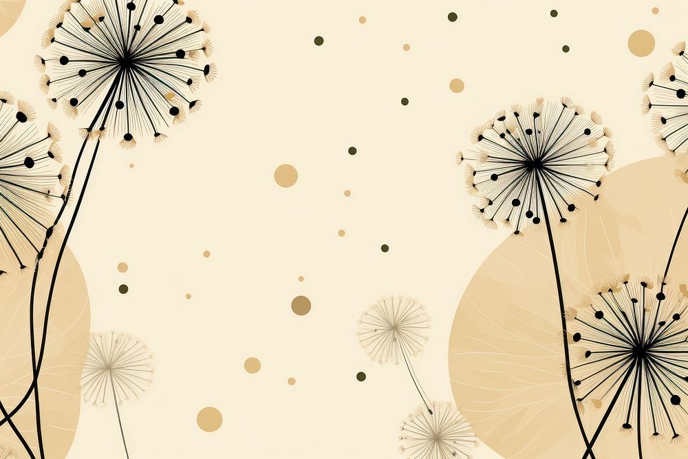 Black and gold minimal dandelion illustrations backgrounds wallpaper pattern. AI generated Image by rawpixel.
