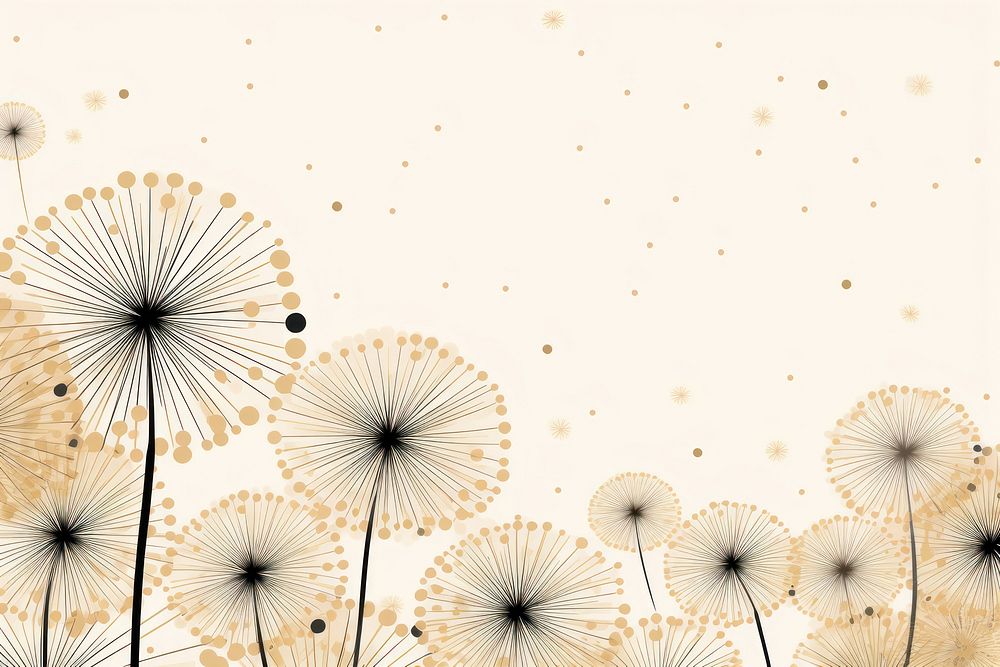 Black and gold minimal dandelion illustrations backgrounds pattern flower. AI generated Image by rawpixel.