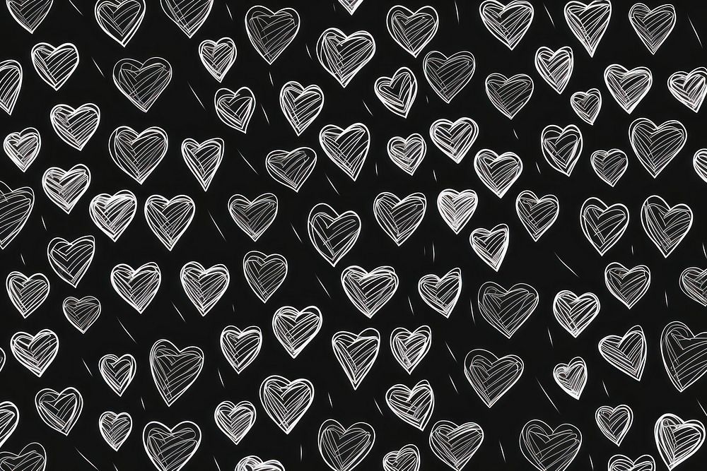 Minimal hearts illustrations backgrounds pattern black. AI generated Image by rawpixel.
