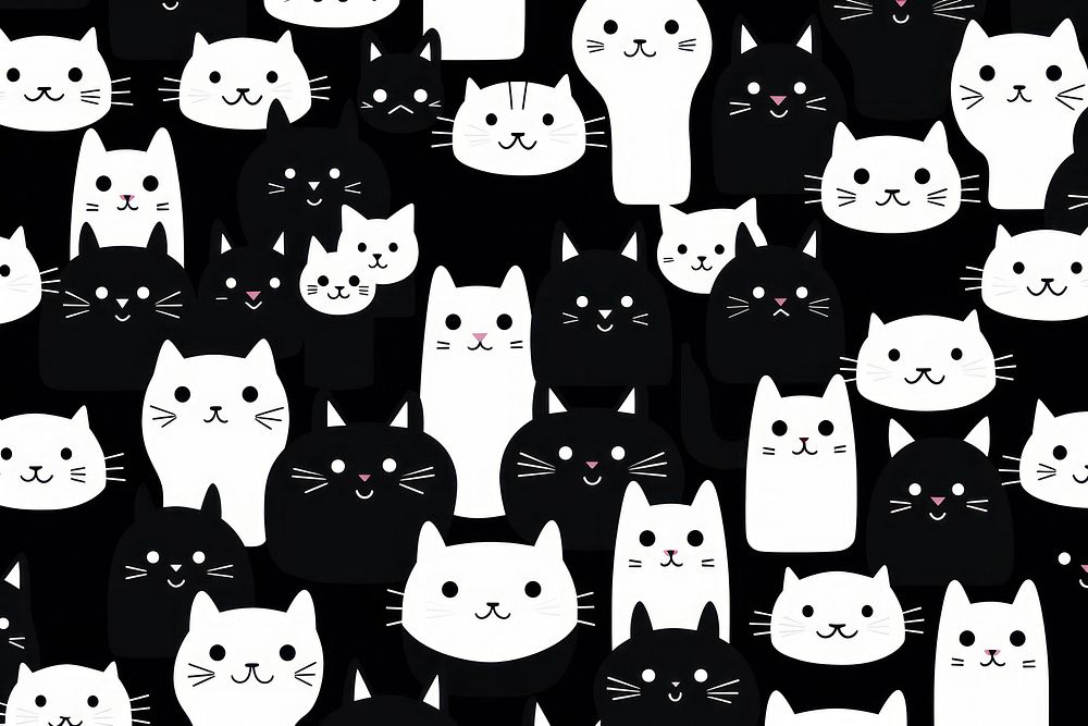 Minimal memphis cats illustrations backgrounds pattern drawing. AI generated Image by rawpixel.