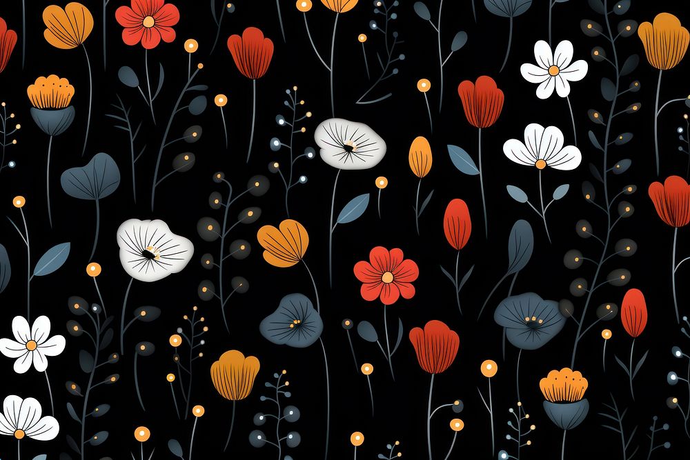 Flowers illustrations backgrounds wallpaper pattern. AI generated Image by rawpixel.