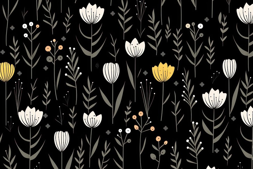 Flowers illustrations backgrounds wallpaper pattern. AI generated Image by rawpixel.