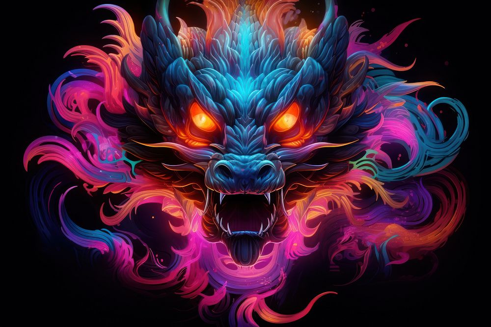 Chinese dragon art representation illuminated. AI generated Image by rawpixel.