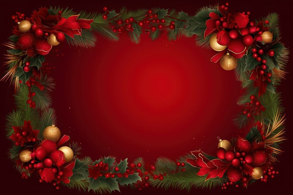 Christmas garland border backgrounds christmas red. AI generated Image by rawpixel.