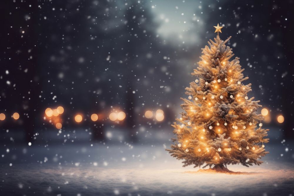 Christmas tree outdoors winter. AI generated Image by rawpixel.