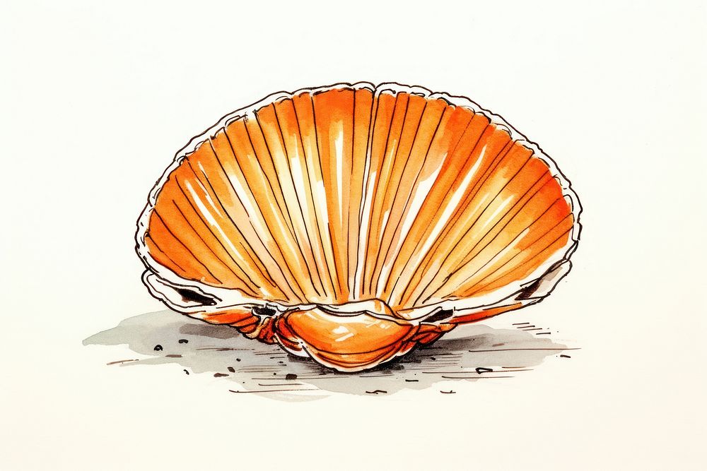 Cockle seafood cartoon sketch clam. AI generated Image by rawpixel.