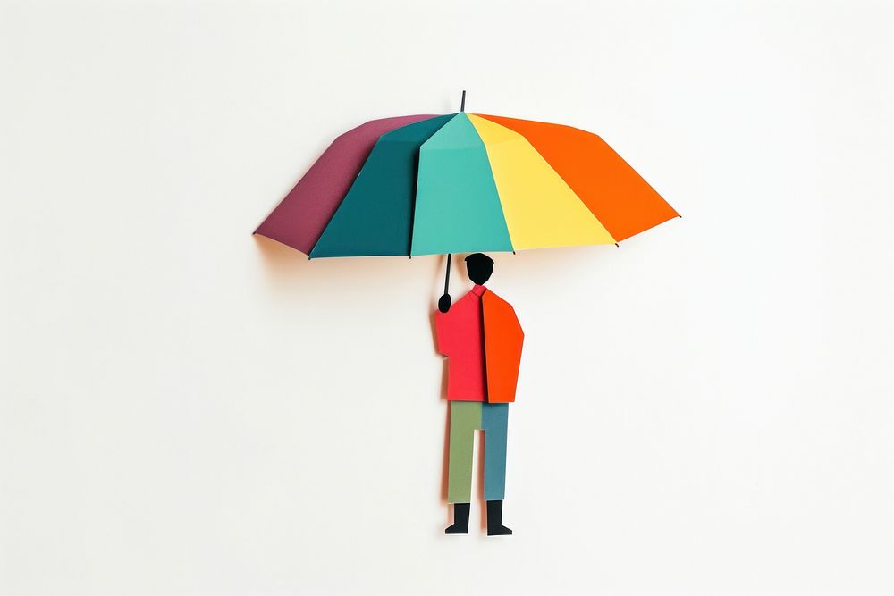 Man holding umbrella white background architecture creativity. AI generated Image by rawpixel.