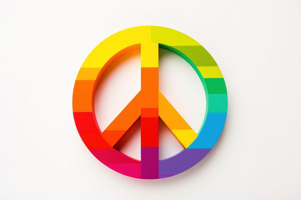 Rainbow peace symbol logo white background creativity. AI generated Image by rawpixel.