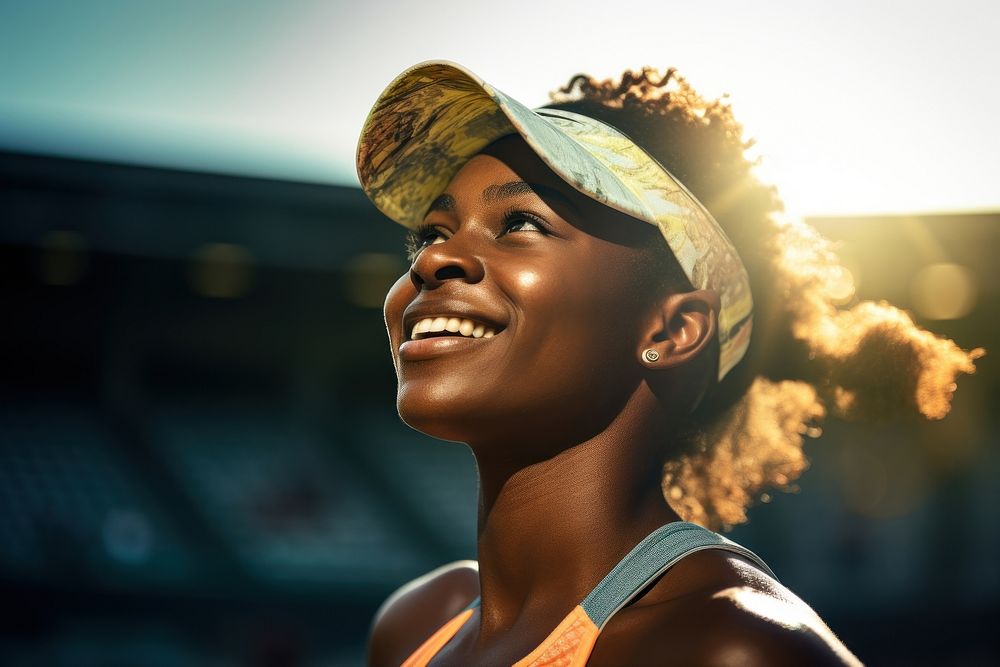 A black woman tennis player outdoors sports person. AI generated Image by rawpixel.