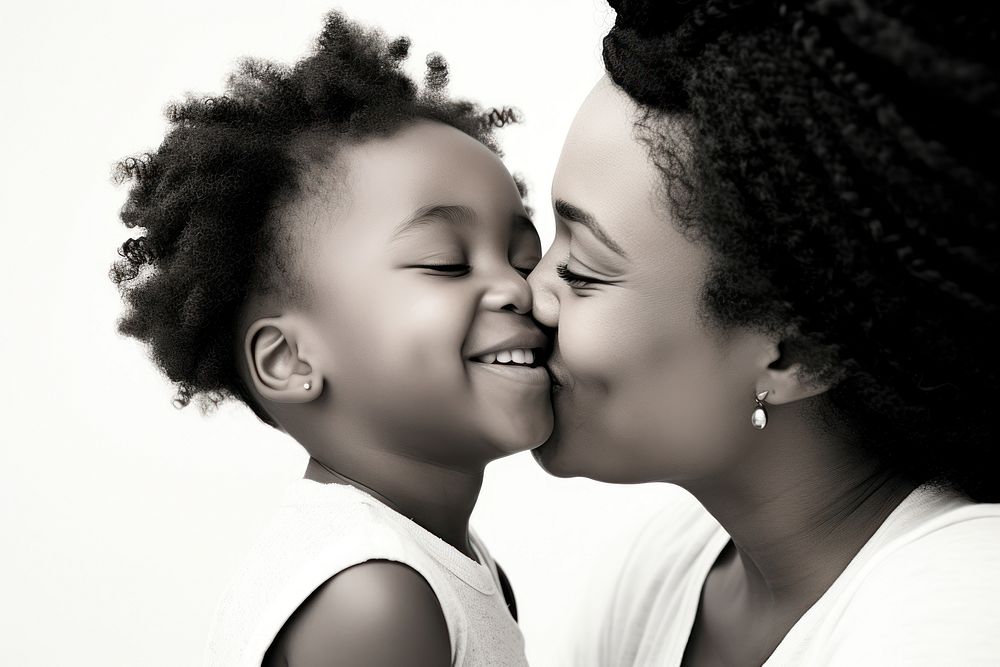 Portrait kissing child adult. AI generated Image by rawpixel.