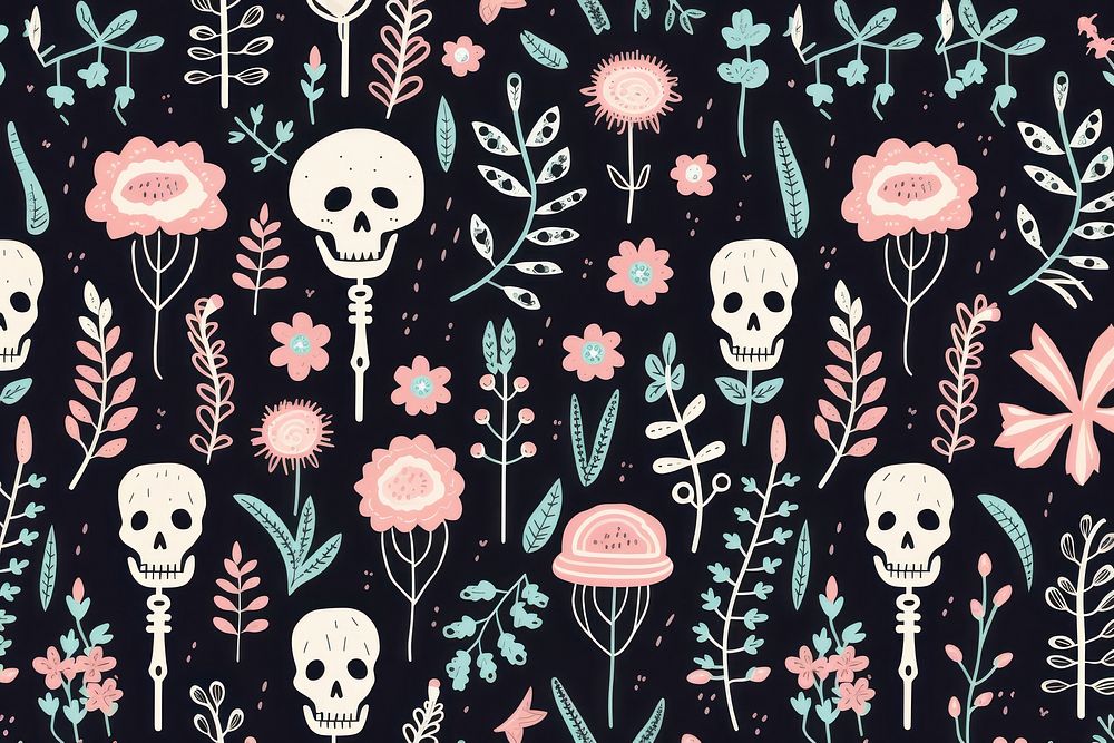 Skeleton pattern art backgrounds. AI generated Image by rawpixel.