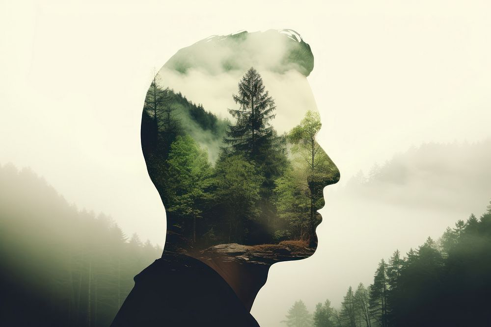 Man and nature portrait outdoors forest. AI generated Image by rawpixel.