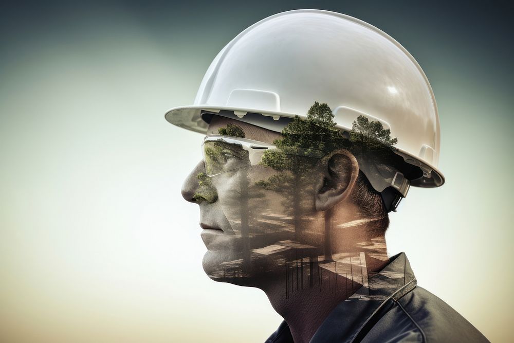 Engineer and landscape building portrait photography hardhat. AI generated Image by rawpixel.