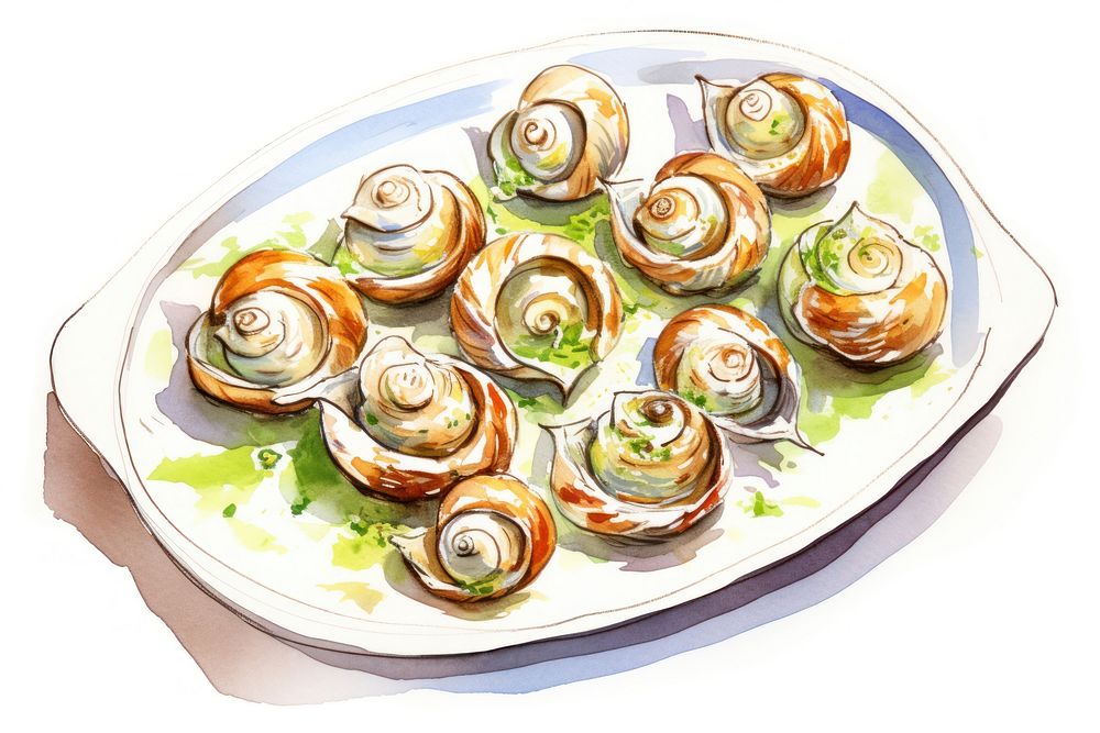 Escargots food seafood plate. AI generated Image by rawpixel.