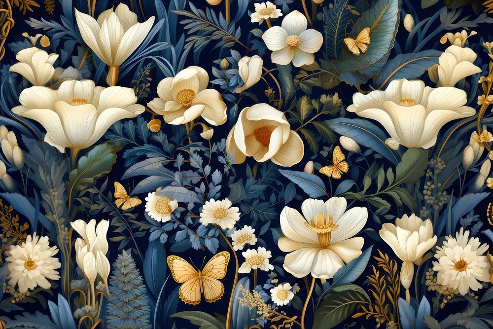 Floral wallpaper flower pattern plant. AI generated Image by rawpixel.
