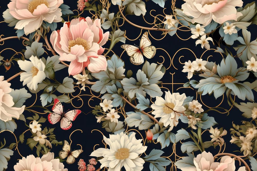Floral wallpaper flower pattern plant. AI generated Image by rawpixel.