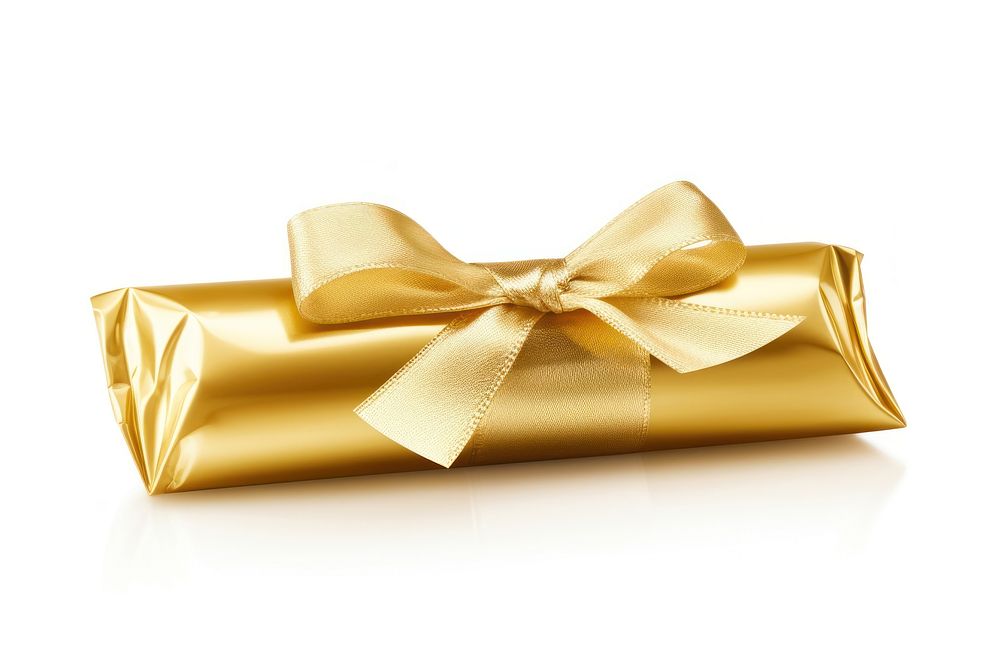 Gold candy wrapper gift gold white background. AI generated Image by rawpixel.