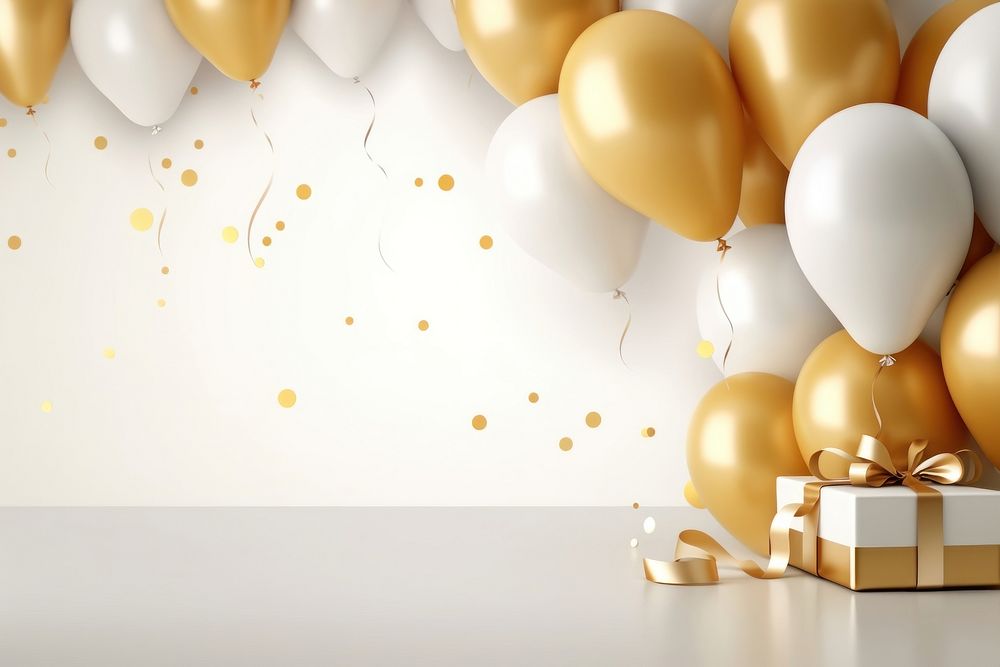 Happy birthday balloon luxury ribbon. AI generated Image by rawpixel.