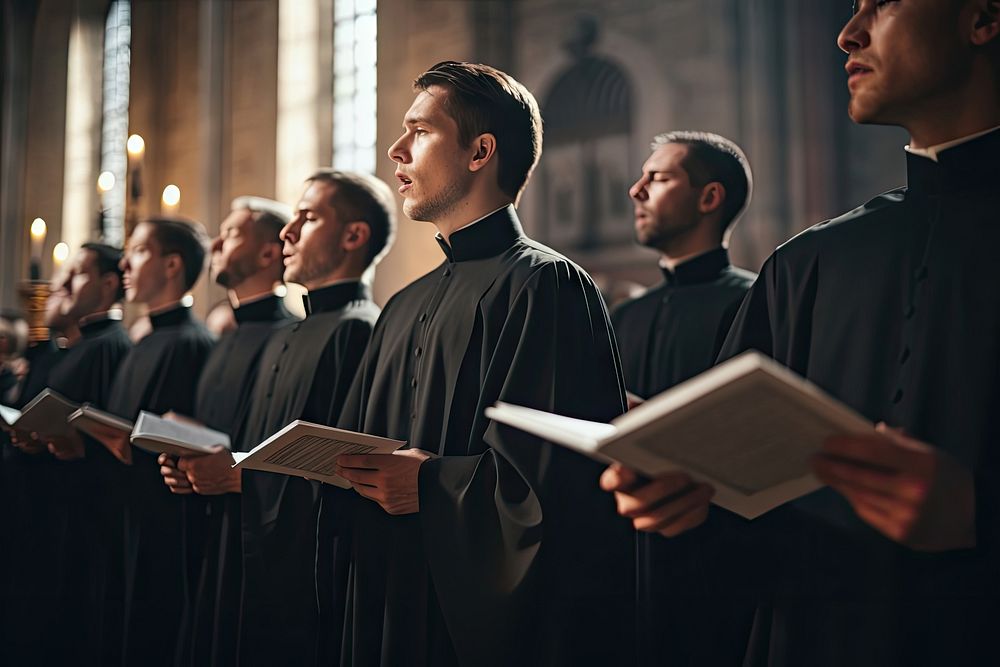 Adult choir men spirituality. AI generated Image by rawpixel.