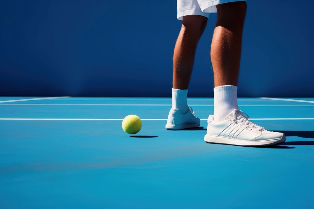Happy Man playing tennis footwear outdoors racket. AI generated Image by rawpixel.