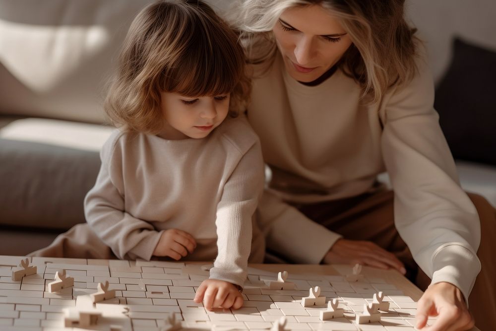 Child togetherness chessboard strategy. AI generated Image by rawpixel.
