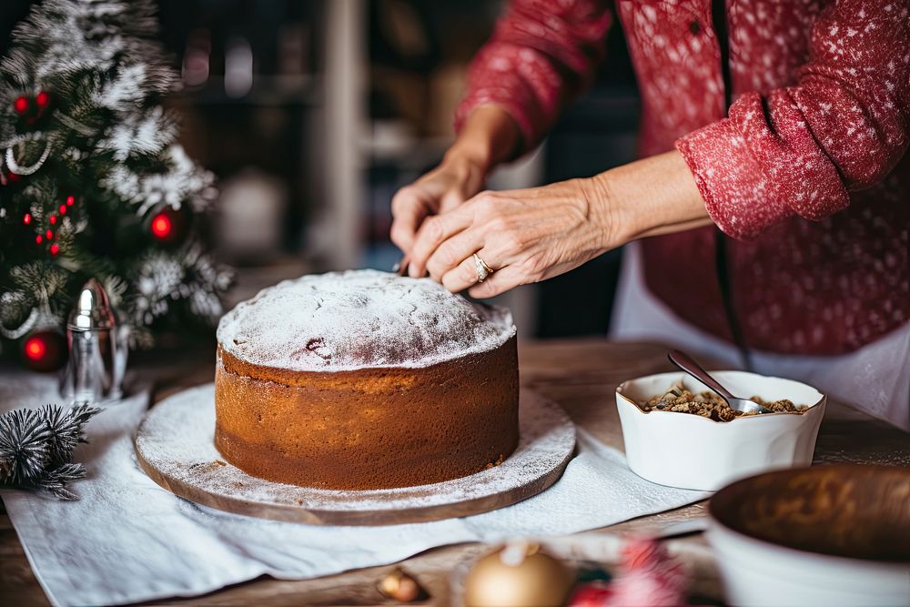 Woman makeing christmas cake dessert food celebration. AI generated Image by rawpixel.