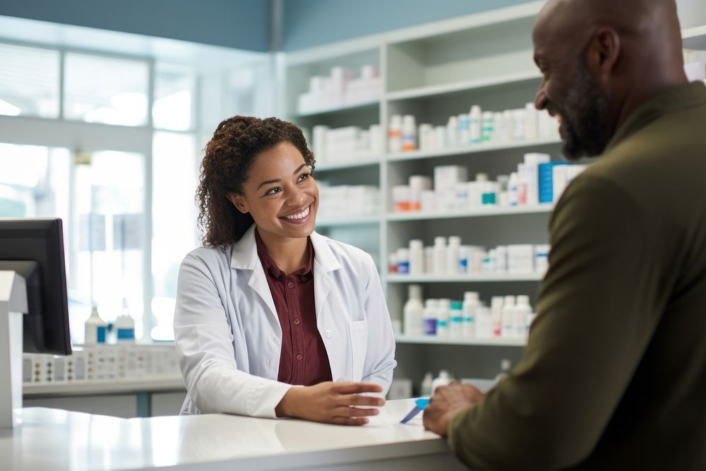 A pharmacist woman customer medicine pharmacy. AI generated Image by rawpixel.