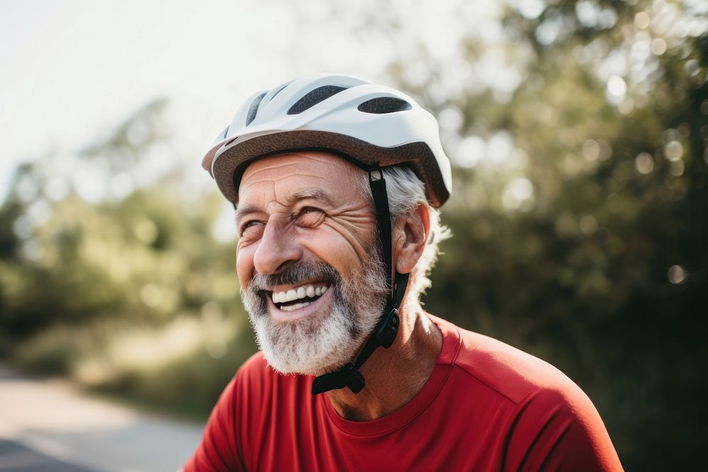 Helmet laughing portrait bicycle. AI generated Image by rawpixel.